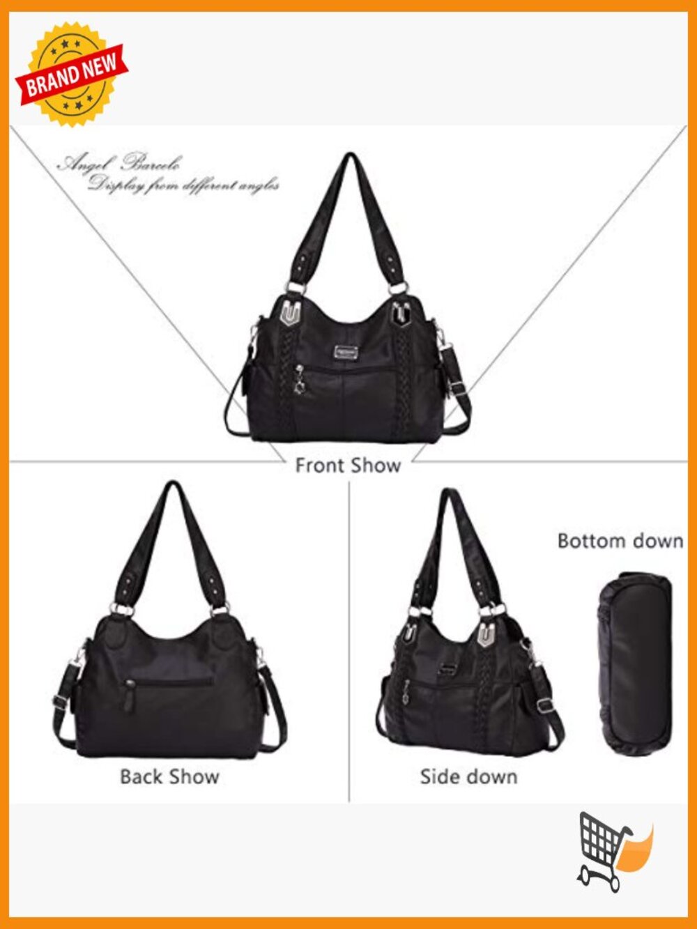 Soft PU Leather Hobo Tote Shoulder Crossbody Bag Large - Picture 4 of 7